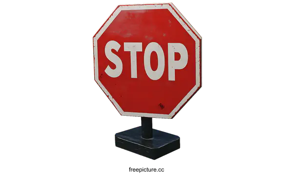 [Transparent Background PNG]Stop Sign with Stand