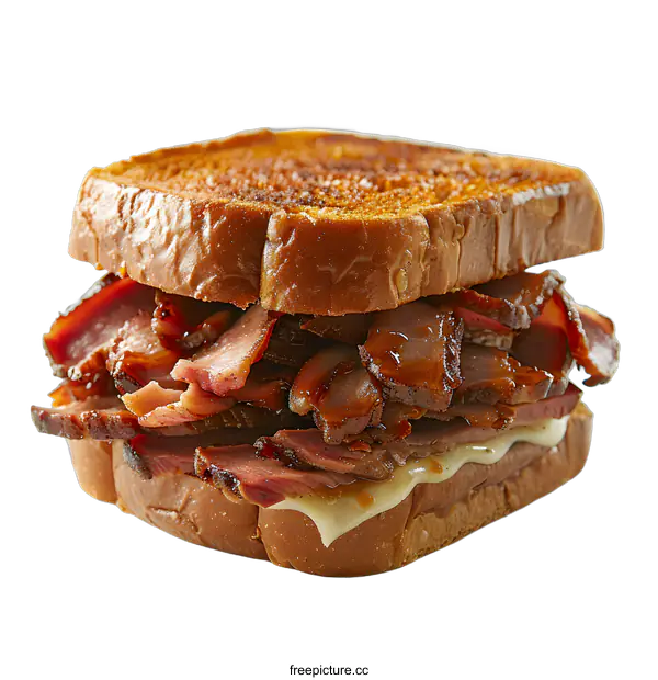 [Transparent Background PNG]Grilled Pastrami Sandwich with Cheese