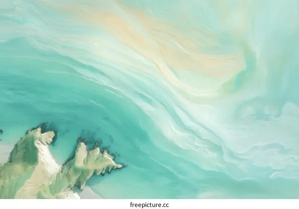 Abstract Aerial View of Coastal Water and Land