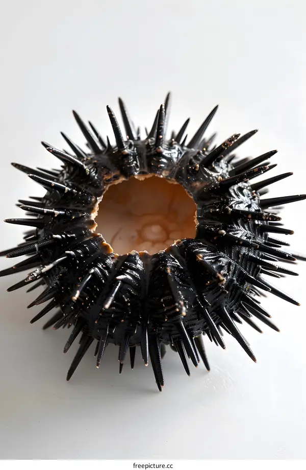 Black sea urchin shell
