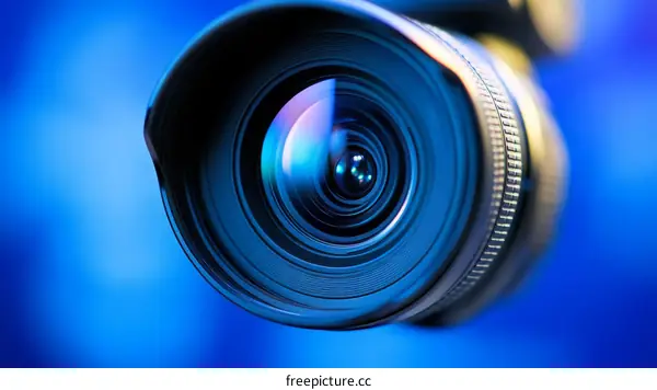 Close-up view of a camera lens