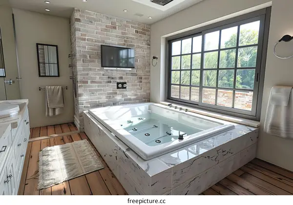 Modern Luxurious Bathroom with Jacuzzi Tub