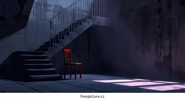 Red Chair Staircase Abandoned Building