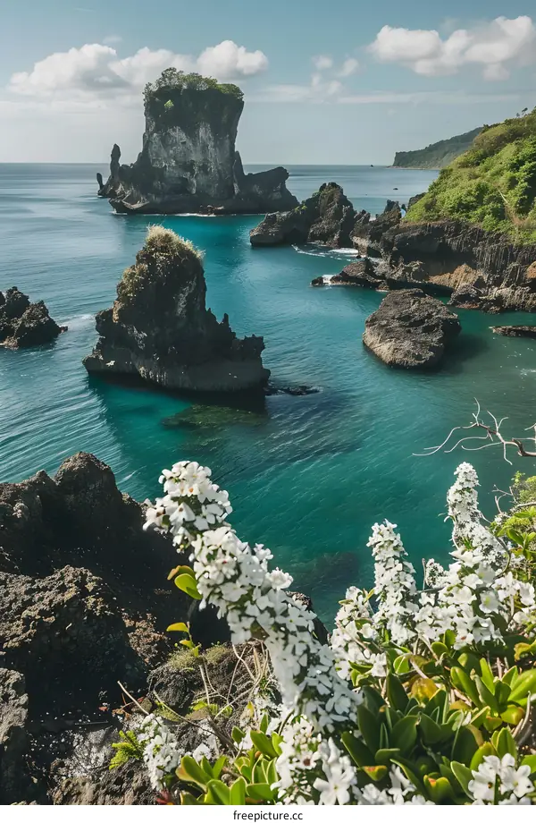 Scenic View of Coastal Cliffs and Turquoise Water