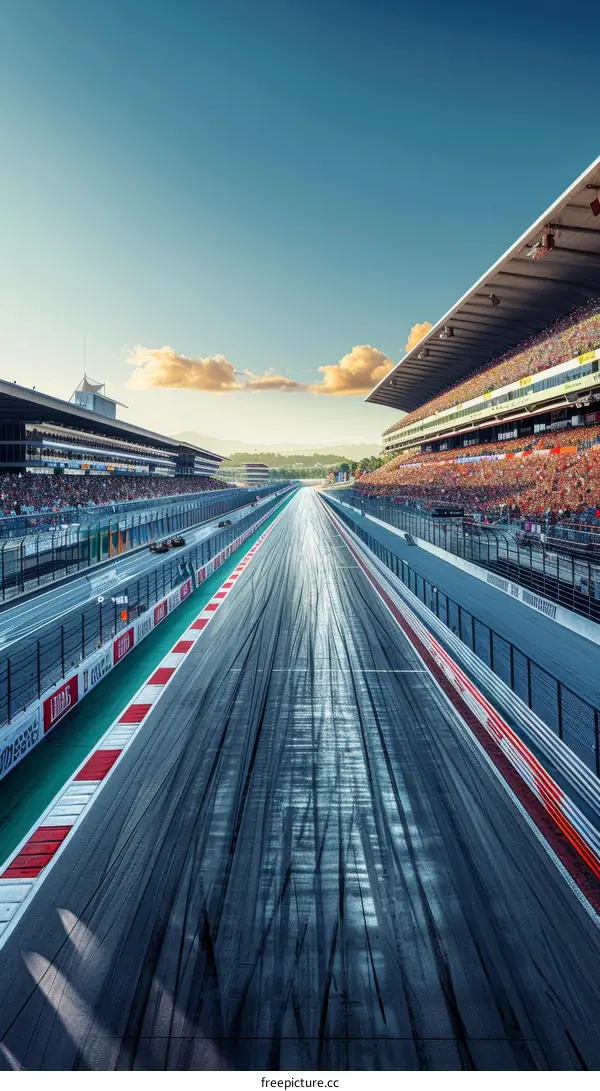 Formula One race track with empty stands