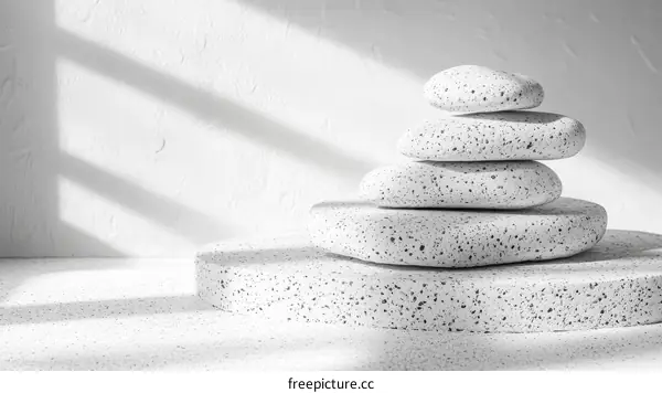 Minimalist White Stone Stack Display