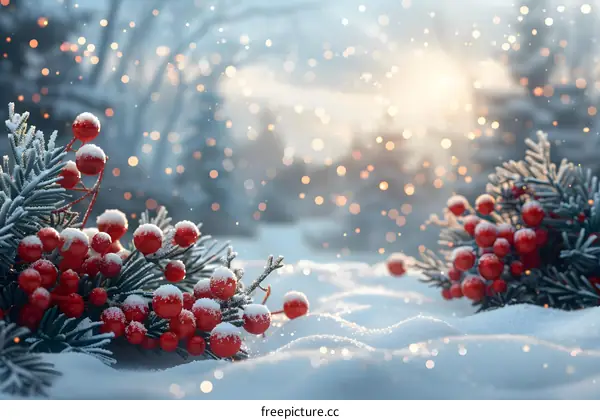 Red berries in the snow