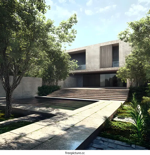 Modern Minimalist House Exterior Design with Greenery