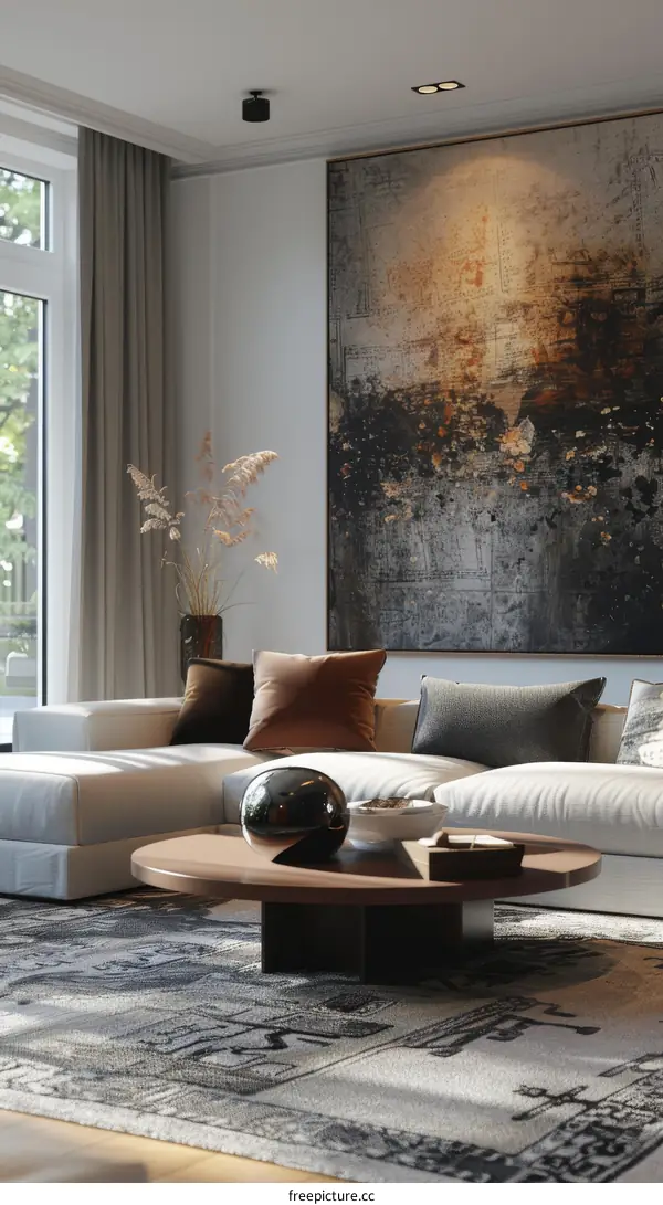 Modern Living Room with Abstract Art