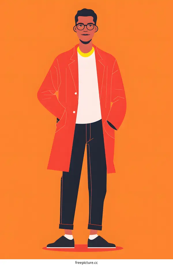 Man in Red Coat Illustration