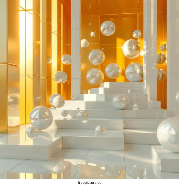 Abstract Interior Design with Floating Spheres