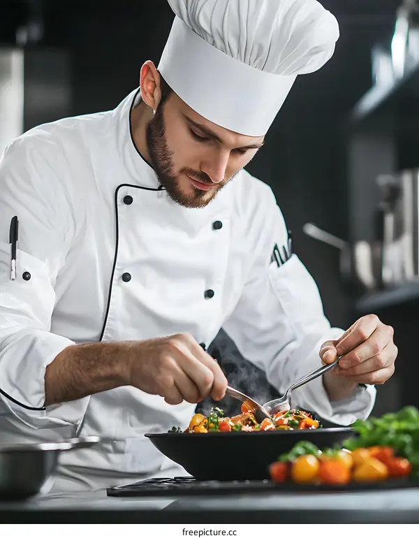 Professional Chef Preparing Food in the Kitchen