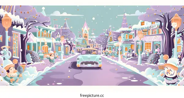 Winter Wonderland Town Illustration