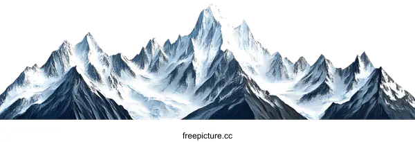 [Transparent Background PNG]Majestic Snowy Mountain Range Panorama