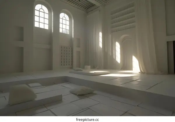 White Interior Design Minimalist Room With Light