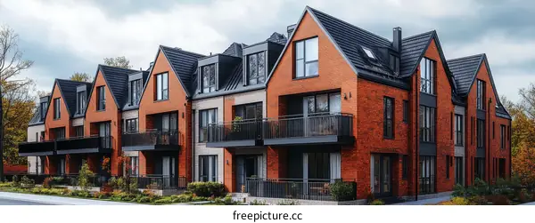 Modern Brick Townhouses with Dark Accents