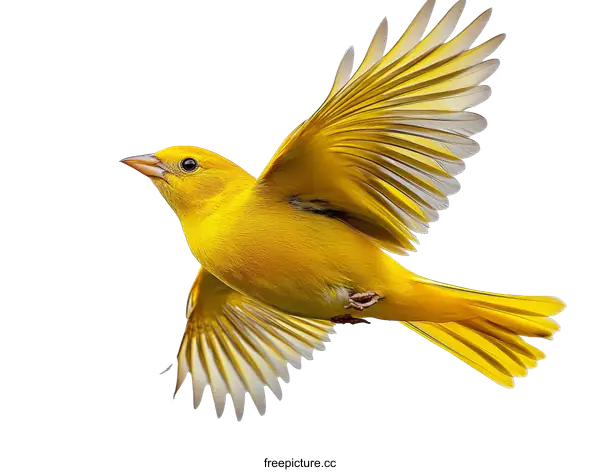 [Transparent Background PNG]A Vibrant Yellow Bird in Flight