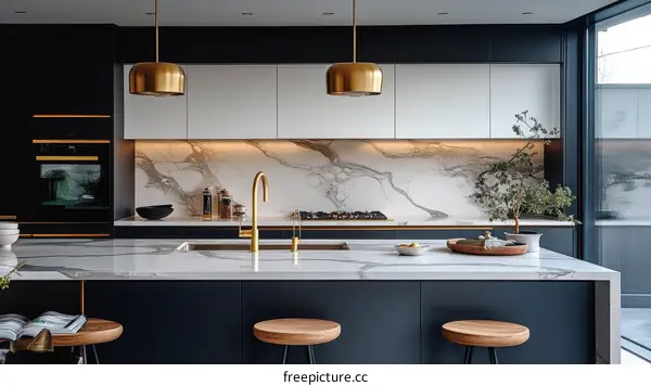 Modern Elegant Kitchen Design with Marble
