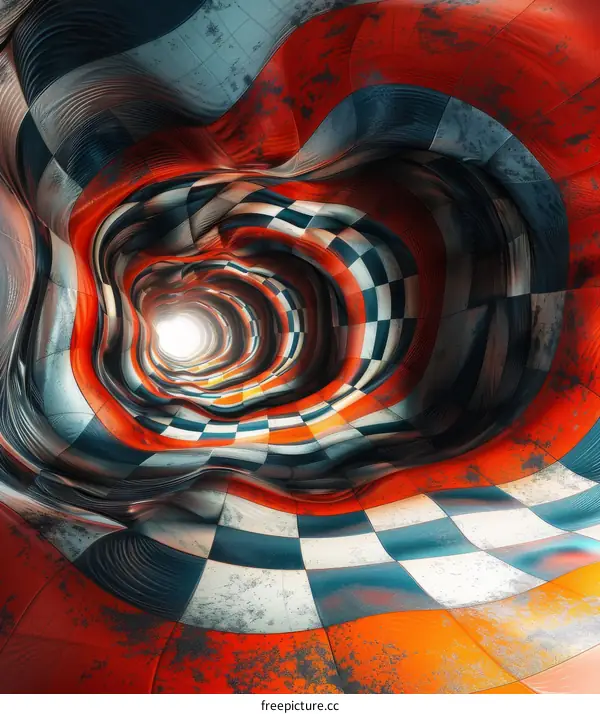 Mesmerizing Red and Blue Checkered Portal