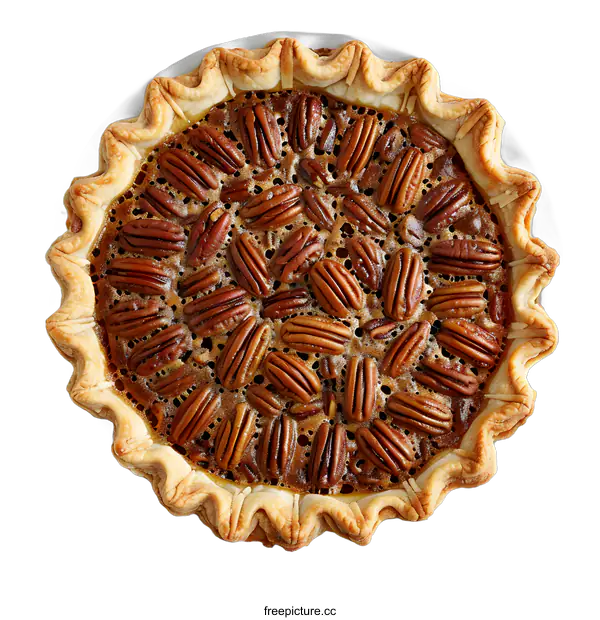 [Transparent Background PNG]A delicious pecan pie sits on a white table.