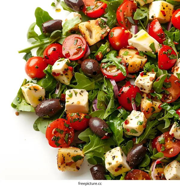 Mediterranean Salad with Tomatoes, Olives and Cheese