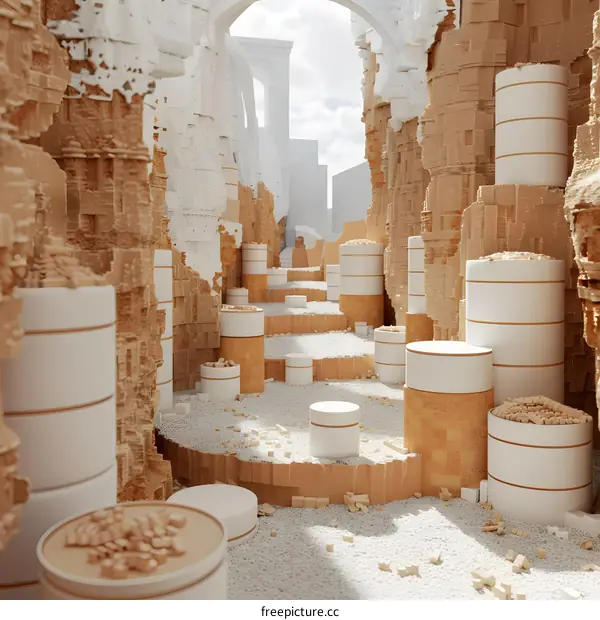 Abstract Minimalist Architectural Design 3D Rendered Illustration