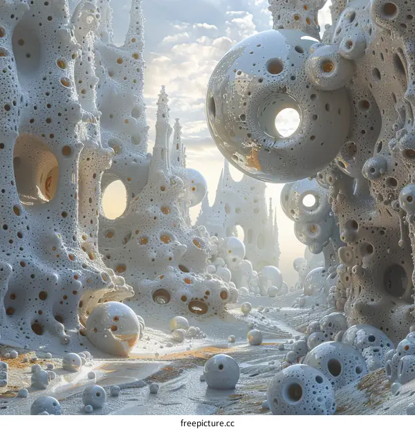 White Organic Structures in a Surreal Landscape