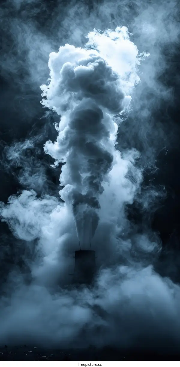 Dark clouds of smoke billowing from an industrial chimney