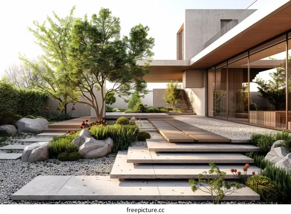A Modern Home with a Japanese-Inspired Garden