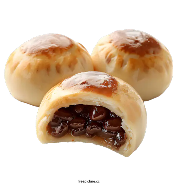 [Transparent Background PNG]Red bean paste buns on white background