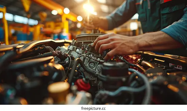 mechanic repairing car engine