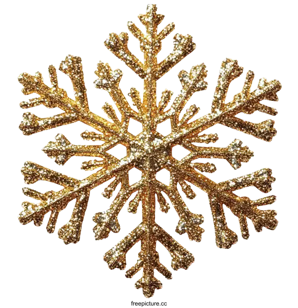 [Transparent Background PNG]Golden Glitter Snowflake Ornament