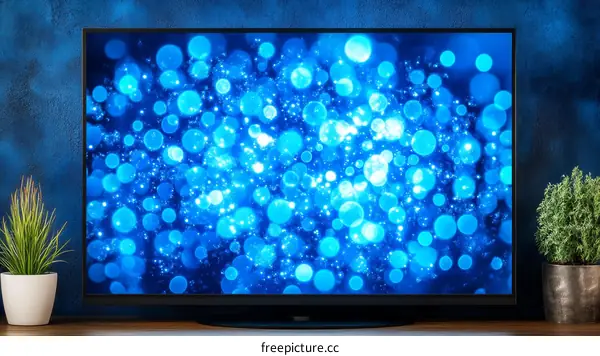 Blue Bokeh TV Screen Display