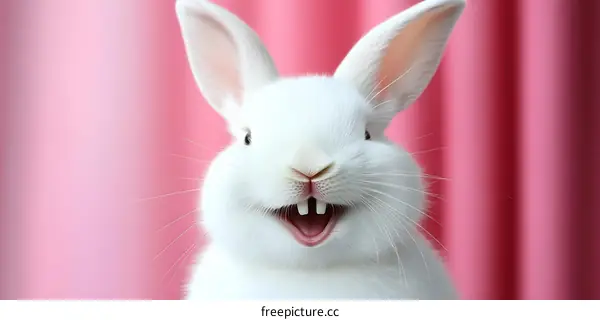 Cute White Rabbit with Open Mouth