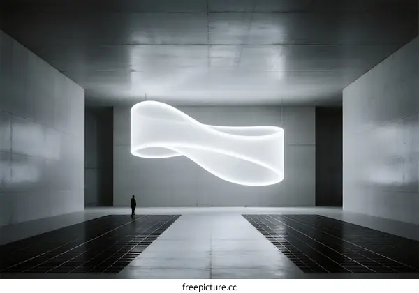 Sculptural Light Installation Hanging in Minimalist Indoor Space