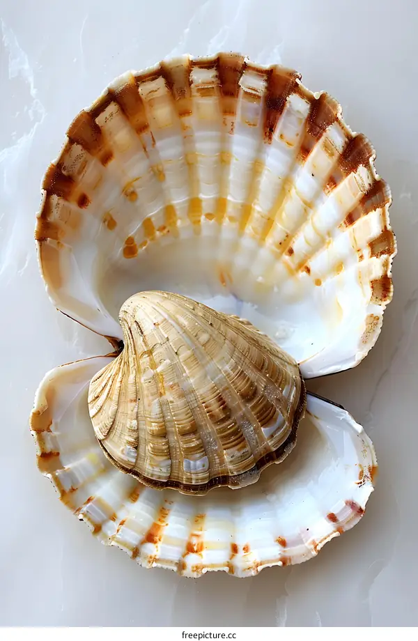 Scallop Shell on Marble
