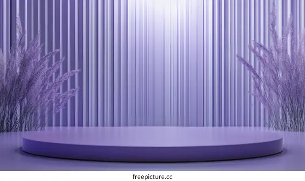 Purple Podium Display with Dried Flowers