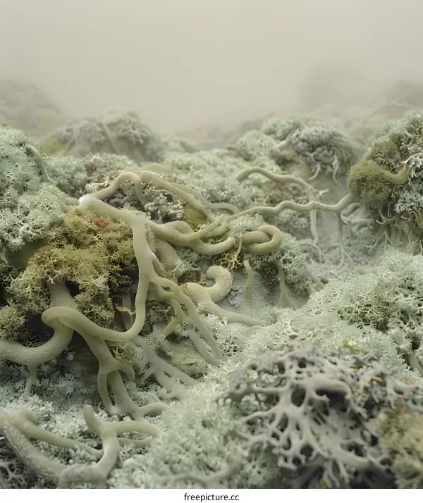 Abstract Foggy Mossy Landscape