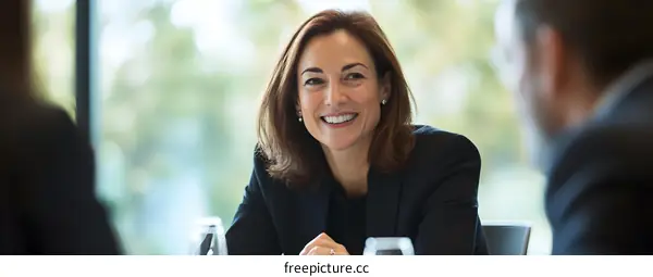 Smiling Businesswoman in a Meeting