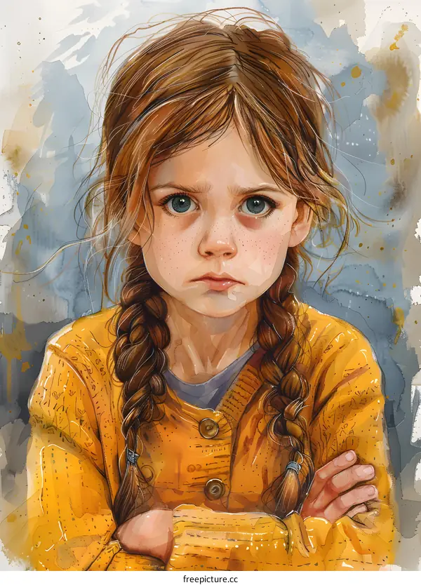 Portrait of a girl with red hair and freckles