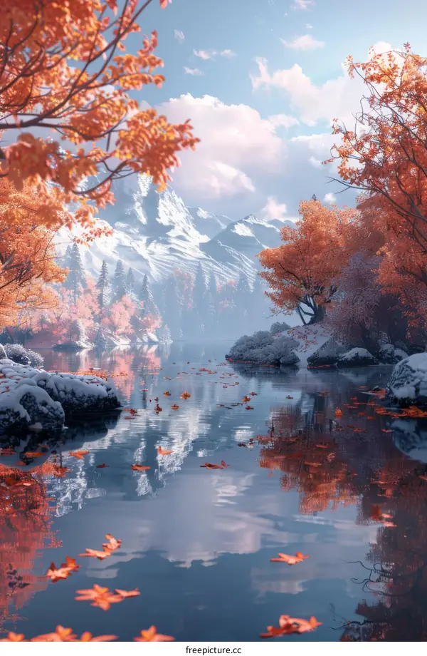 Tranquil Autumn Mountain Lake Scenery