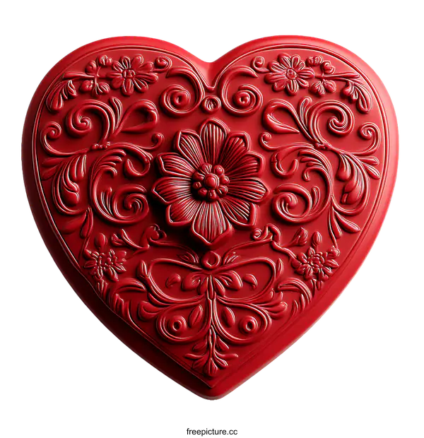 [Transparent Background PNG]Ornate Red Heart-Shaped Decorative Box