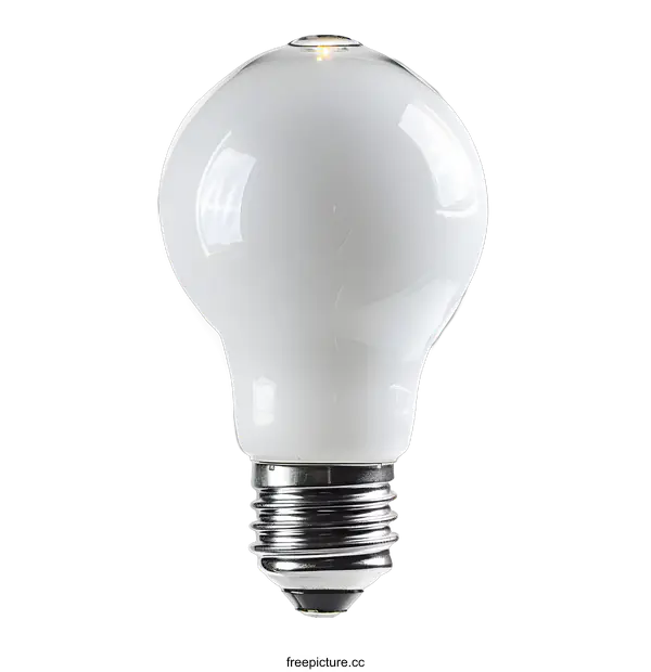 [Transparent Background PNG]White Light Bulb with Metal Screw Base
