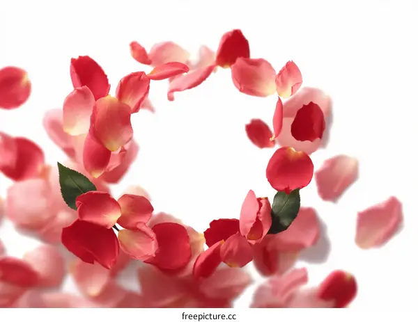 Rose Petals Floating in the Air