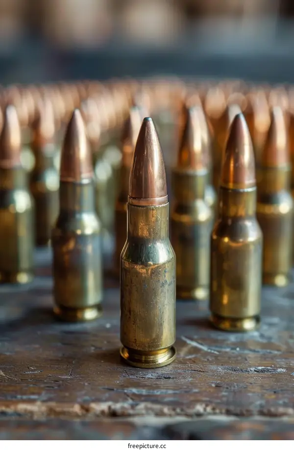 Ammunition and a bullet standing out from the group