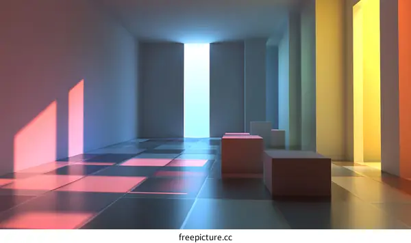 Abstract Minimalist Room with Colorful Light
