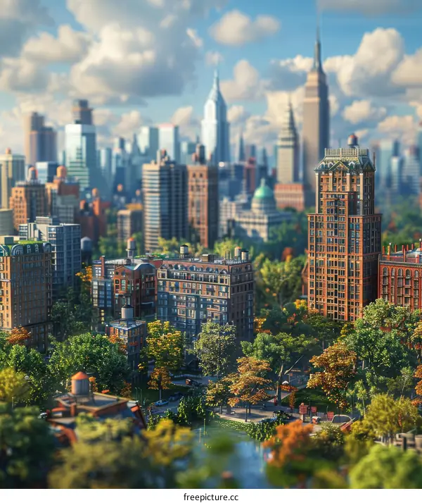 New York City Park Scene Illustration