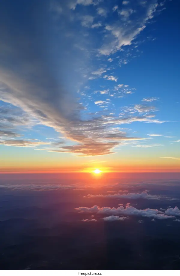 A beautiful sunset from above the clouds
