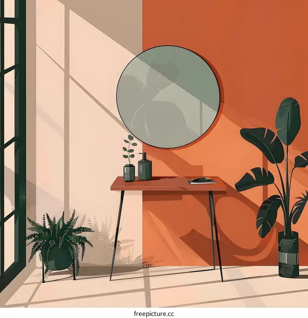 Modern Interior Design with Sun Light Through Window