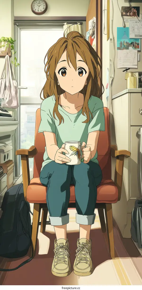 Anime Girl in a Cozy Kitchen Setting